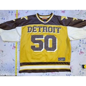 Detroit Hockey Jersey #50 Veezo Wear XL USA Made Brown Gold